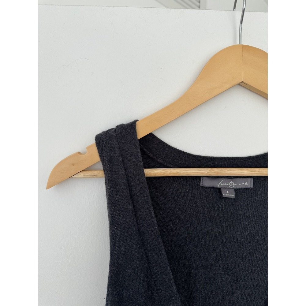 Cozy Cottagecore Angora Sleeveless Cardigan Vest Eclectic Grandpa Dark Grey L‎ - Picture 2 of 4